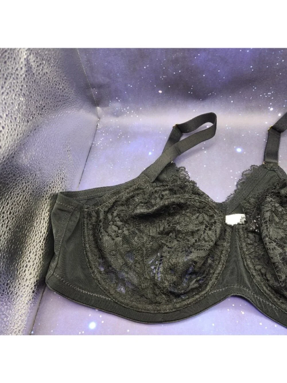 Auden Solid Black w Lace Underwire Full Coverage Unlined Bra 42 D NEW - Picture 3 of 6
